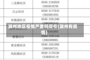 滁州地区疫情严重吗现在(滁州有疫情)