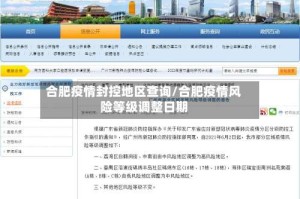 合肥疫情封控地区查询/合肥疫情风险等级调整日期