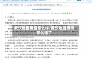 武汉地区疫情怎么样/武汉地区疫情怎么样了