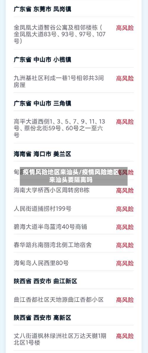 疫情风险地区来汕头/疫情风险地区来汕头要隔离吗-第2张图片